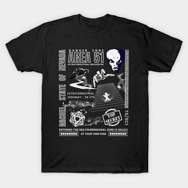 Area 51 Alien Encounter Zone T-Shirt by antarte
